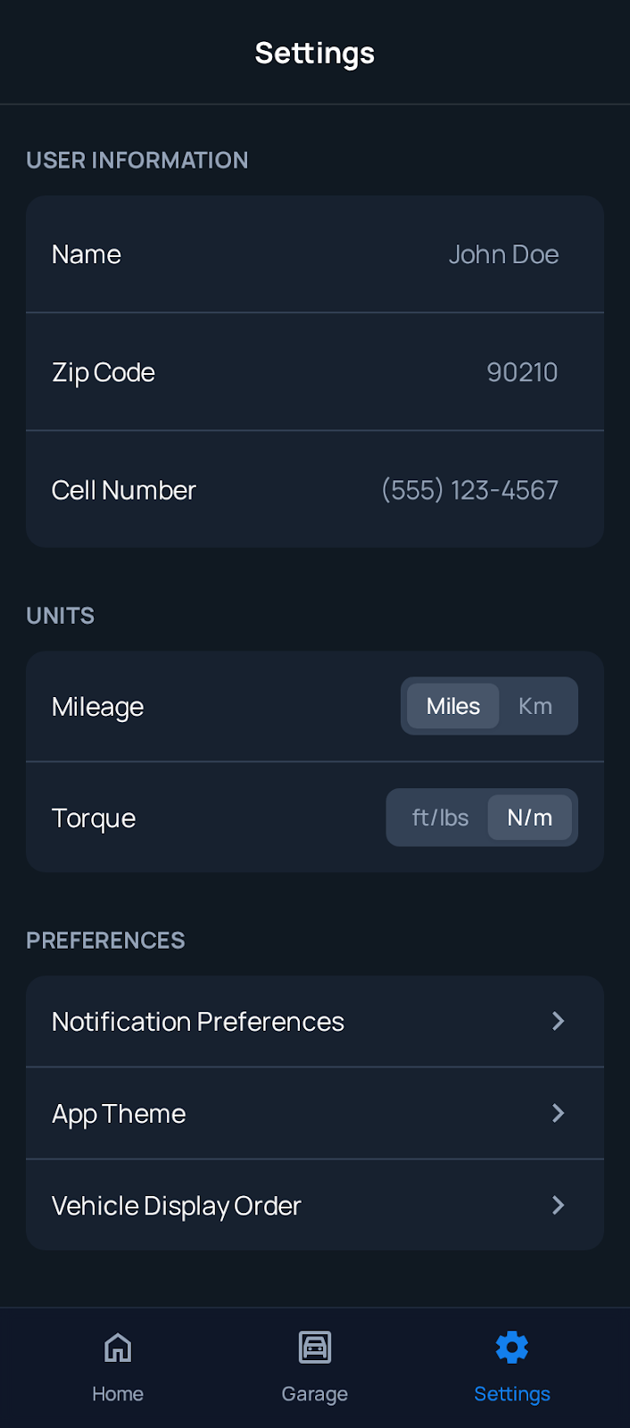 Settings
